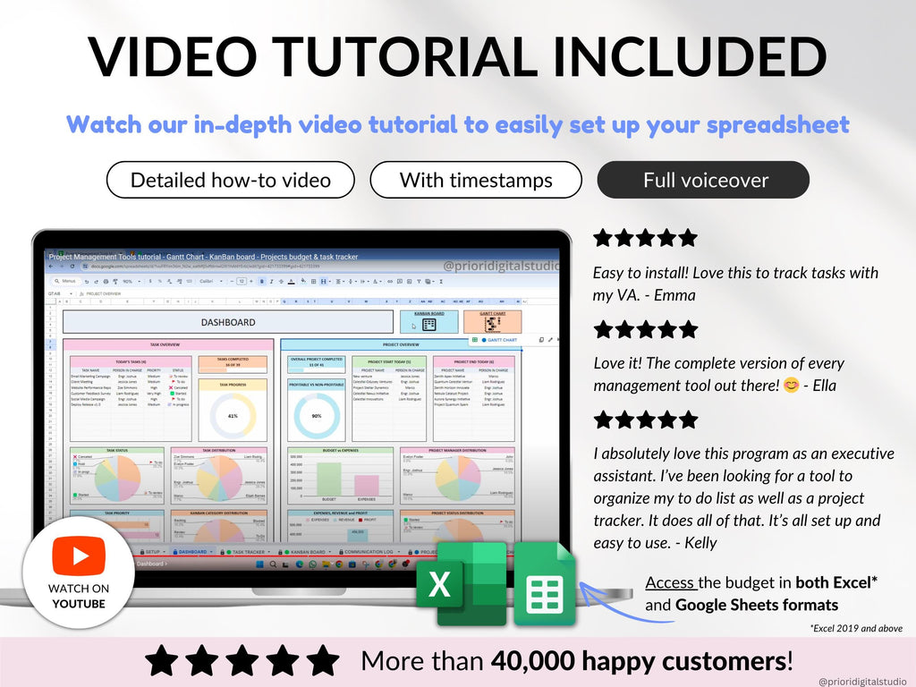 Productivity Planner Bundle Small Business To-Do List Template Task Tracker Project Management Spreadsheet Work Planner Google Sheets Excel