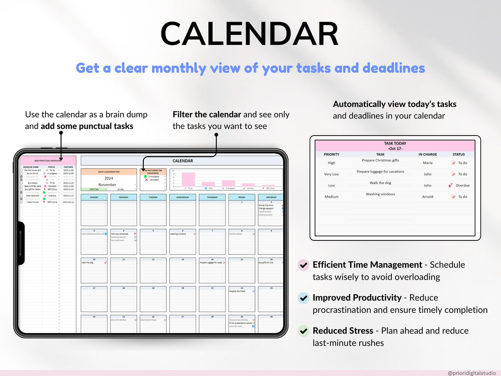 Productivity Planner Bundle Small Business To-Do List Template Task Tracker Project Management Spreadsheet Work Planner Google Sheets Excel