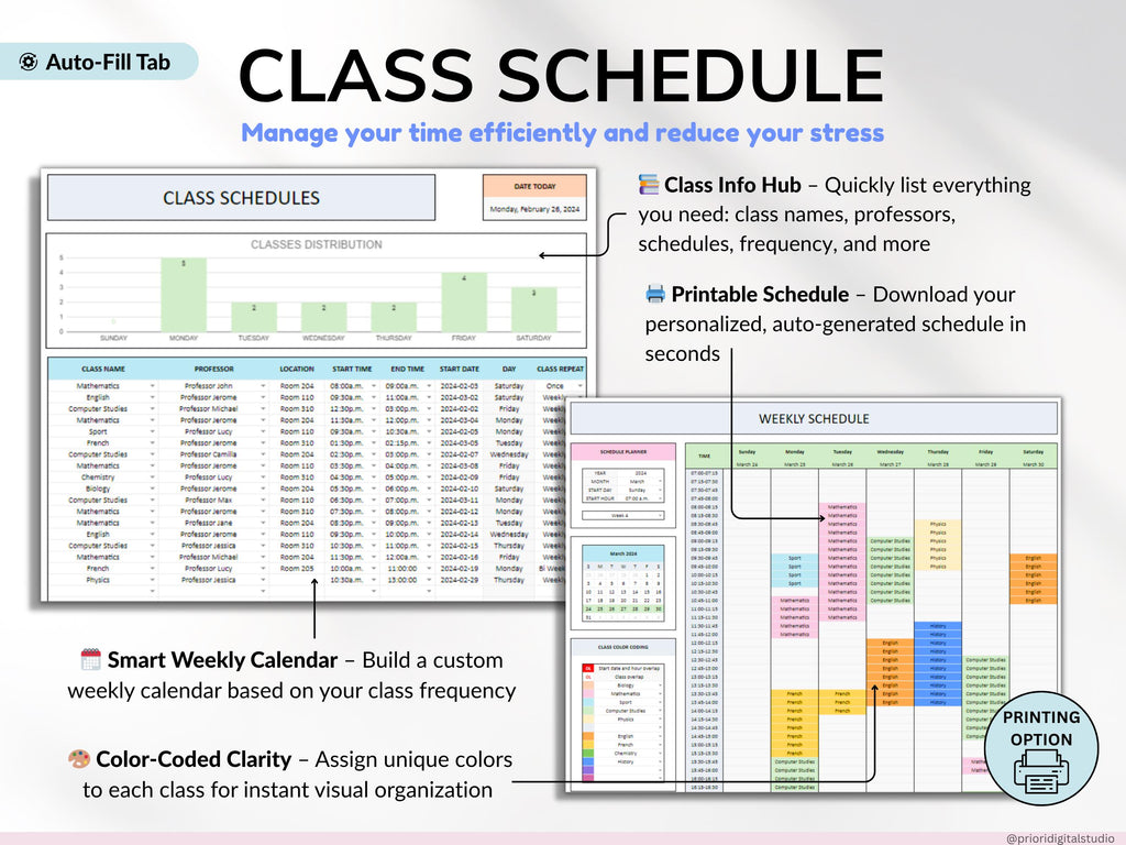 Student Planner Bundle Google Sheets Assignment Tracker Task Organizer Class Schedule Excel Spreadsheet College Academic Budget Planner