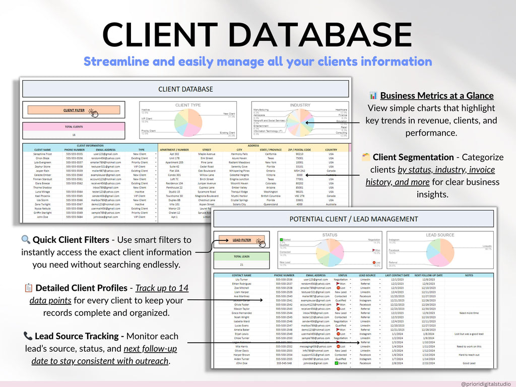 Small Business Spreadsheet Service Business Bookkeeping Client Tracker CRM Payroll Tracker Invoice Tracker Order Tracker Google Sheet Excel