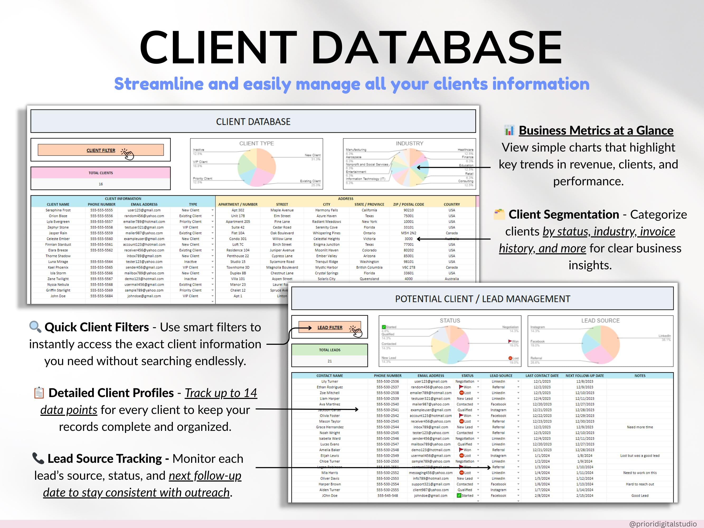 Small Business Spreadsheet Service Business Bookkeeping Client Tracker CRM Payroll Tracker Invoice Tracker Order Tracker Google Sheet Excel