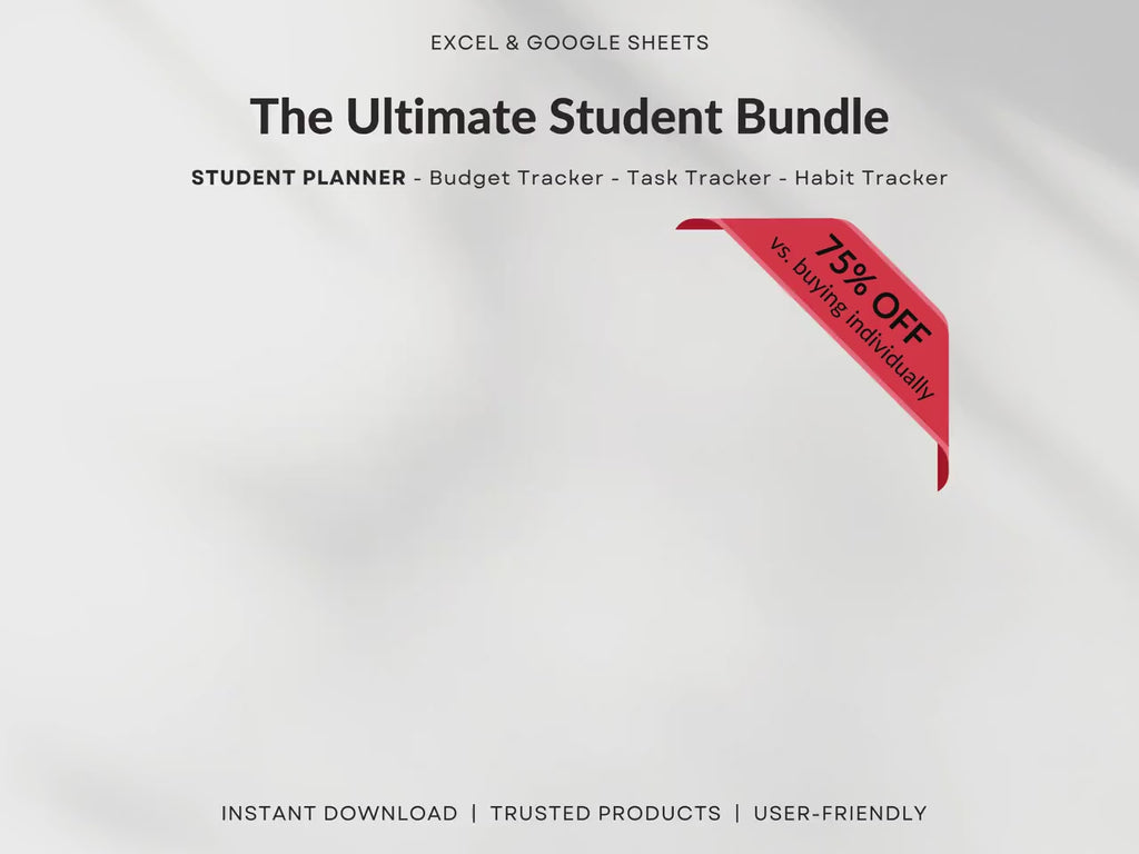 Student Planner Bundle Google Sheets Assignment Tracker Task Organizer Class Schedule Excel Spreadsheet College Academic Budget Planner